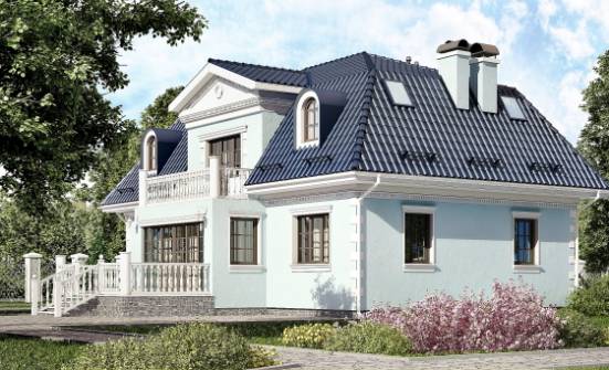 210-004-Л Проект двухэтажного дома с мансардным этажом, современный загородный дом из теплоблока Киржач | Проекты домов от House Expert