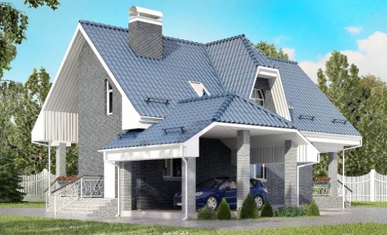 125-002-Л Проект двухэтажного дома мансардой, гараж, бюджетный домик из пеноблока Ковров | Проекты домов от House Expert