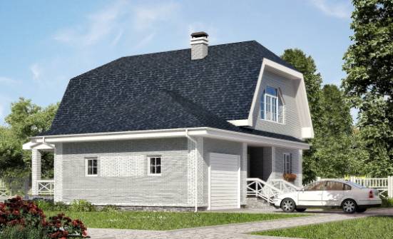 160-006-Л Проект двухэтажного дома мансардой, гараж, средний домик из газобетона Лакинск | Проекты домов от House Expert