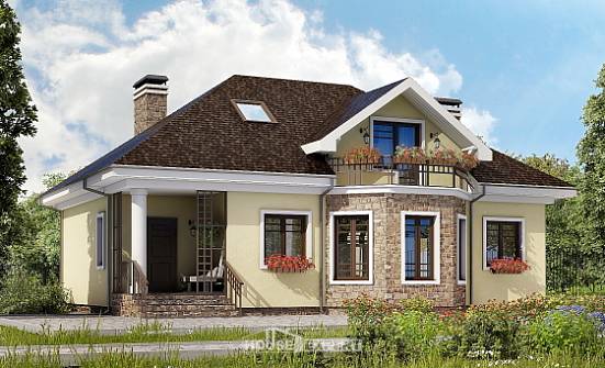 150-008-Л Проект двухэтажного дома с мансардой, небольшой коттедж из газосиликатных блоков Муром | Проекты домов от House Expert