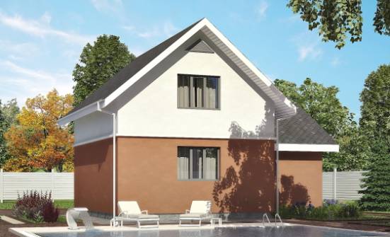120-002-Л Проект двухэтажного дома мансардой и гаражом, скромный дом из поризованных блоков Покров | Проекты домов от House Expert