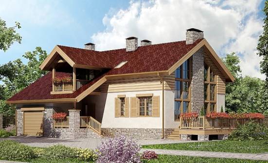 165-002-П Проект двухэтажного дома мансардой, гараж, красивый дом из арболита Меленки | Проекты домов от House Expert