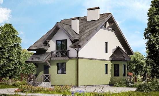 120-003-П Проект двухэтажного дома с мансардой, бюджетный домик из газосиликатных блоков Лакинск | Проекты домов от House Expert