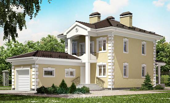 150-006-Л Проект двухэтажного дома, гараж, бюджетный коттедж из твинблока Лакинск | Проекты домов от House Expert