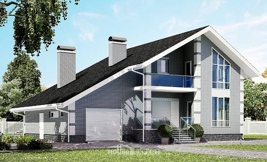 190-006-Л Проект двухэтажного дома мансардный этаж и гаражом, средний домик из поризованных блоков Муром | Проекты домов от House Expert