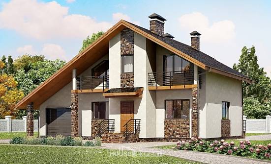 180-008-Л Проект двухэтажного дома мансардой, гараж, простой домик из теплоблока Муром | Проекты домов от House Expert
