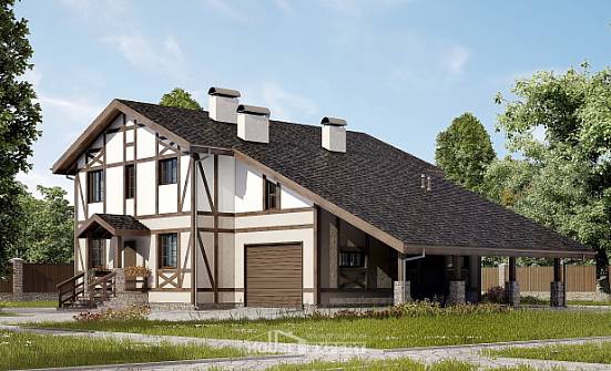 250-002-П Проект двухэтажного дома мансардный этаж, гараж, уютный домик из кирпича Петушки | Проекты домов от House Expert