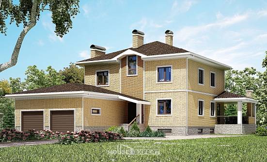 350-002-Л Проект трехэтажного дома, гараж, просторный домик из кирпича Покров | Проекты домов от House Expert