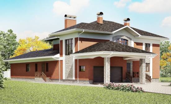400-002-Л Проект двухэтажного дома и гаражом, классический загородный дом из кирпича Муром | Проекты домов от House Expert