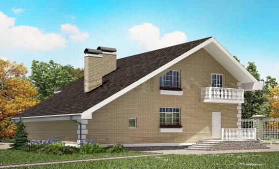 190-005-П Проект двухэтажного дома с мансардой, гараж, средний загородный дом из поризованных блоков Кольчугино | Проекты домов от House Expert