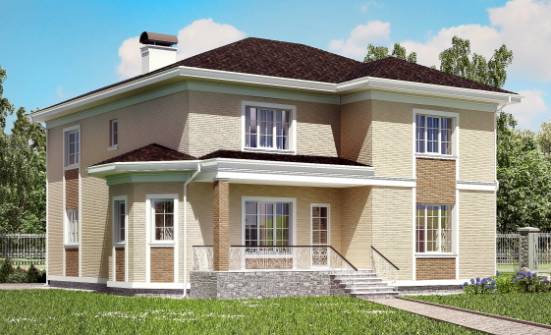 335-001-Л Проект двухэтажного дома и гаражом, современный коттедж из кирпича Ковров | Проекты домов от House Expert