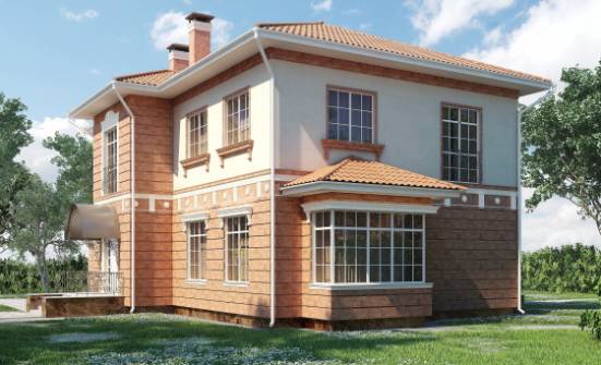 285-001-Л Проект двухэтажного дома и гаражом, красивый коттедж из кирпича Лакинск | Проекты домов от House Expert
