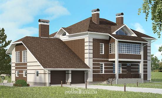 505-002-Л Проект трехэтажного дома и гаражом, просторный дом из кирпича Кольчугино | Проекты домов от House Expert