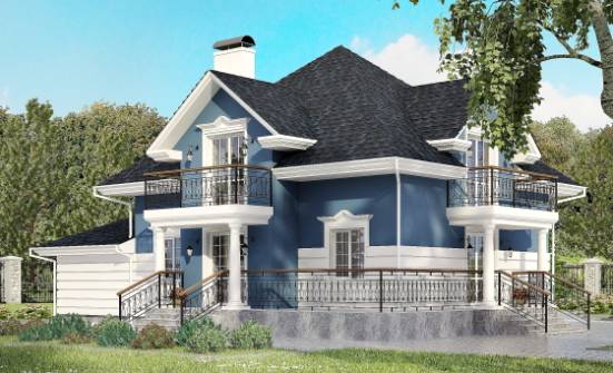 180-002-П Проект двухэтажного дома с мансардой, гараж, современный дом из кирпича Покров | Проекты домов от House Expert