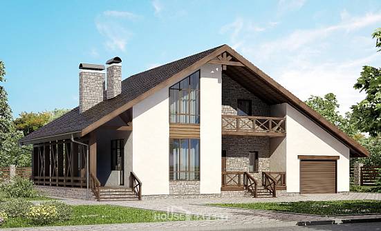 265-001-П Проект двухэтажного дома с мансардой, гараж, уютный домик из поризованных блоков Петушки | Проекты домов от House Expert
