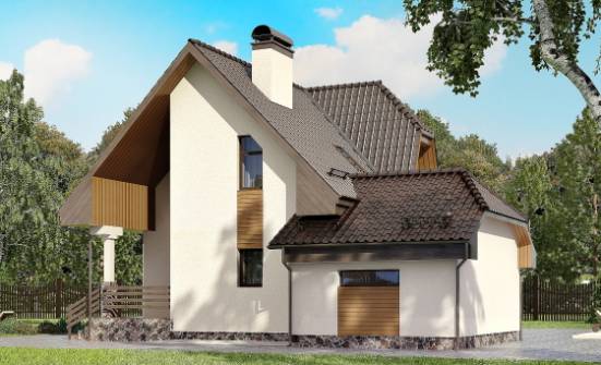 150-001-Л Проект двухэтажного дома с мансардой и гаражом, классический коттедж из бризолита Гороховец | Проекты домов от House Expert