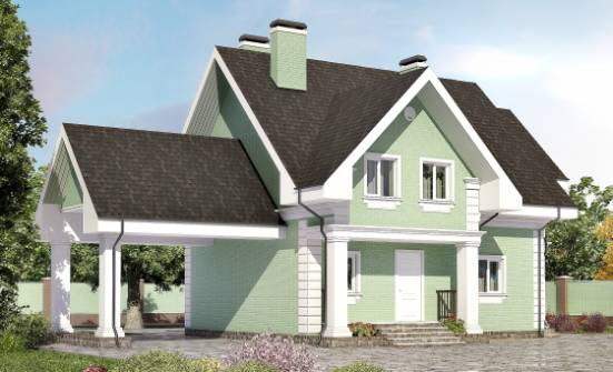 140-003-Л Проект двухэтажного дома мансардой, гараж, компактный дом из арболита Покров | Проекты домов от House Expert