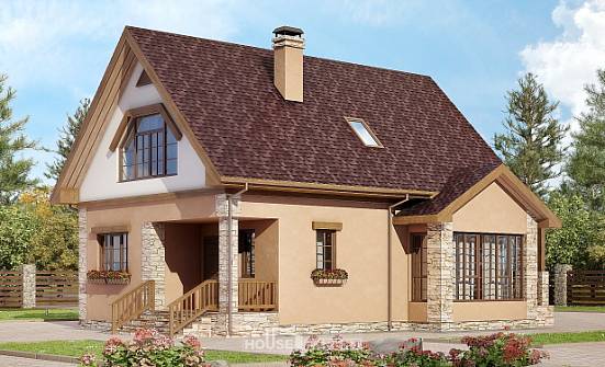 140-002-П Проект двухэтажного дома мансардой, красивый загородный дом из газосиликатных блоков Кольчугино | Проекты домов от House Expert