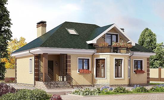 150-013-Л Проект двухэтажного дома мансардный этаж, уютный загородный дом из кирпича Киржач | Проекты домов от House Expert