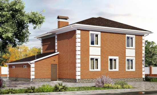 220-004-Л Проект двухэтажного дома и гаражом, средний дом из кирпича Покров | Проекты домов от House Expert