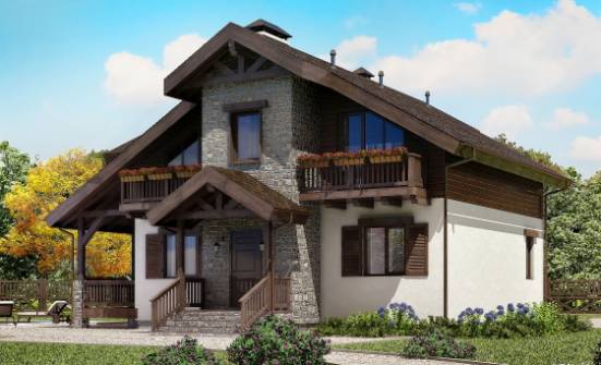 150-004-Л Проект двухэтажного дома с мансардой, бюджетный коттедж из пеноблока Владимир | Проекты домов от House Expert