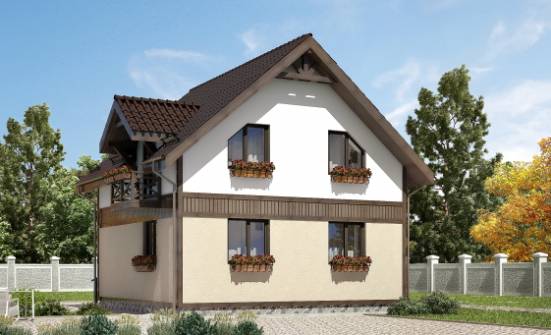 105-001-П Проект двухэтажного дома с мансардным этажом, уютный домик из твинблока Покров | Проекты домов от House Expert