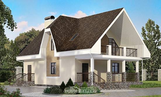 125-001-Л Проект двухэтажного дома мансардный этаж, современный домик из блока Лакинск | Проекты домов от House Expert