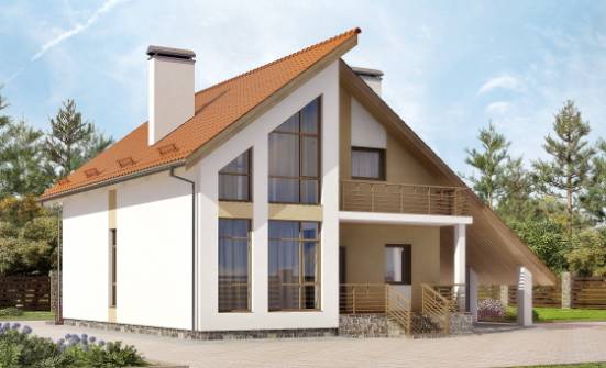 170-009-П Проект двухэтажного дома мансардный этаж и гаражом, красивый дом из газобетона Лакинск | Проекты домов от House Expert