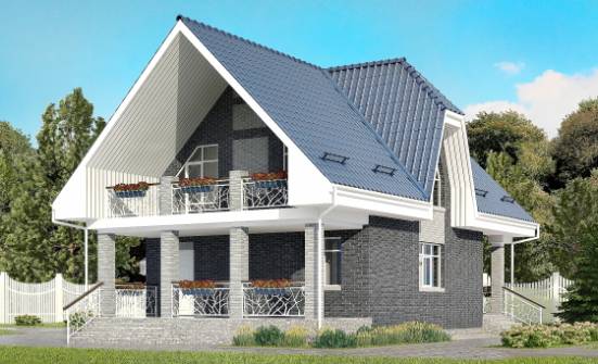 125-002-Л Проект двухэтажного дома мансардой, гараж, бюджетный домик из пеноблока Ковров | Проекты домов от House Expert