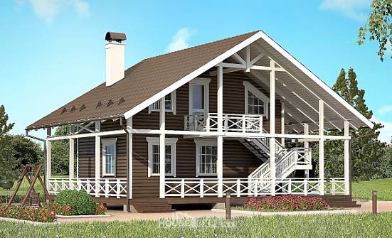 080-001-П Проект двухэтажного дома с мансардой, миниатюрный домик из дерева Лакинск | Проекты домов от House Expert