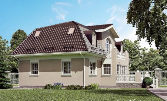 210-001-Л Проект двухэтажного дома с мансардным этажом, классический домик из арболита Меленки | Проекты домов от House Expert
