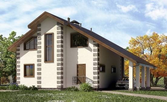 150-003-Л Проект двухэтажного дома с мансардным этажом, гараж, простой дом из бревен Покров | Проекты домов от House Expert