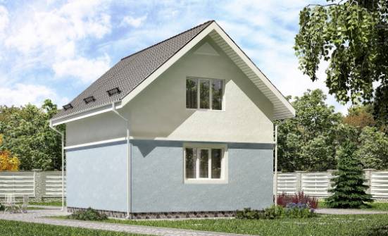 095-002-П Проект двухэтажного дома мансардой, бюджетный дом из поризованных блоков Александров | Проекты домов от House Expert