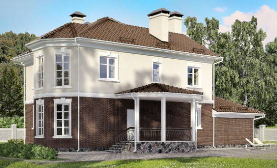 190-002-Л Проект двухэтажного дома и гаражом, просторный загородный дом из поризованных блоков Лакинск | Проекты домов от House Expert