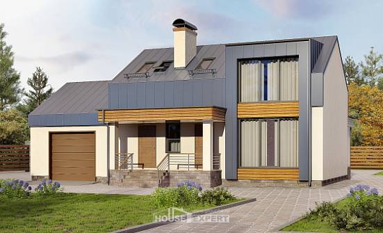 150-015-П Проект двухэтажного дома мансардой, гараж, классический загородный дом из газосиликатных блоков Киржач | Проекты домов от House Expert