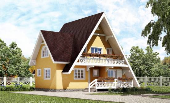 155-008-П Проект двухэтажного дома мансардой, красивый загородный дом из бревен Меленки | Проекты домов от House Expert