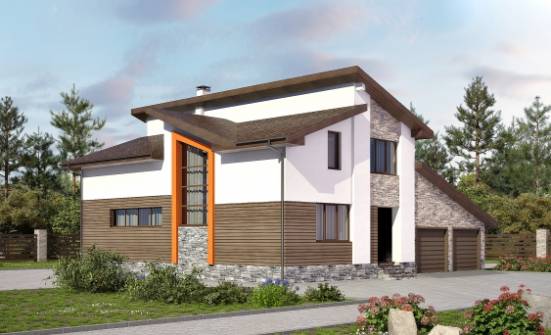 240-004-П Проект двухэтажного дома с мансардой, гараж, красивый домик из поризованных блоков Гусь-Хрустальный | Проекты домов от House Expert