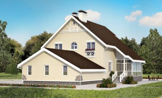275-001-Л Проект двухэтажного дома с мансардой и гаражом, огромный коттедж из кирпича Киржач | Проекты домов от House Expert