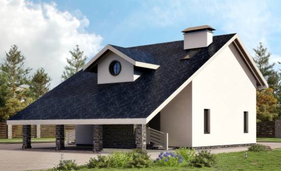 155-010-П Проект двухэтажного дома с мансардой, гараж, бюджетный домик из газобетона Лакинск | Проекты домов от House Expert