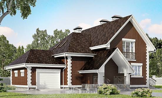 190-003-Л Проект двухэтажного дома мансардой, гараж, просторный домик из бризолита Гороховец | Проекты домов от House Expert
