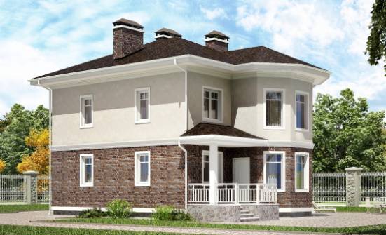 120-001-Л Проект трехэтажного дома, красивый коттедж из твинблока Киржач | Проекты домов от House Expert