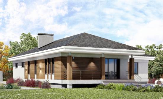 165-001-П Проект одноэтажного дома и гаражом, уютный дом из арболита Меленки | Проекты домов от House Expert