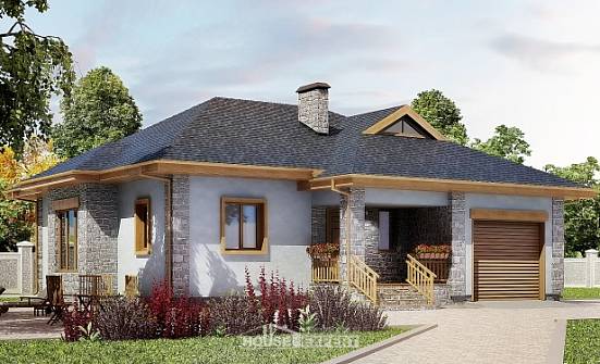 130-006-П Проект одноэтажного дома, гараж, красивый домик из блока Вязники | Проекты домов от House Expert