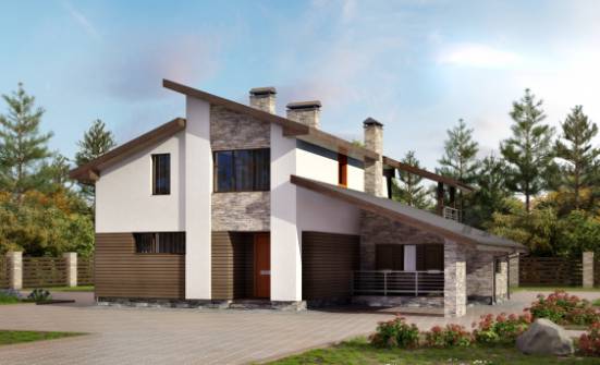 200-010-П Проект двухэтажного дома с мансардным этажом и гаражом, простой загородный дом из бризолита Покров | Проекты домов от House Expert