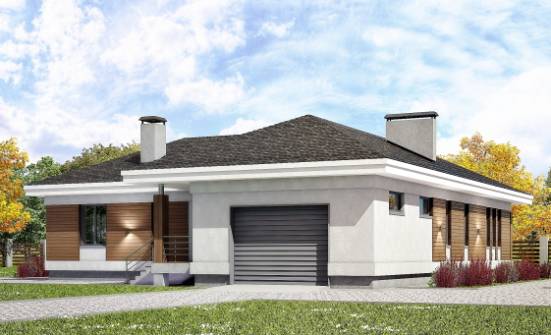 165-001-П Проект одноэтажного дома и гаражом, уютный дом из арболита Меленки | Проекты домов от House Expert