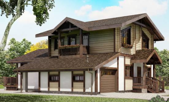 190-004-П Проект двухэтажного дома мансардный этаж, гараж, классический коттедж из пеноблока из дерева Лакинск | Проекты домов от House Expert