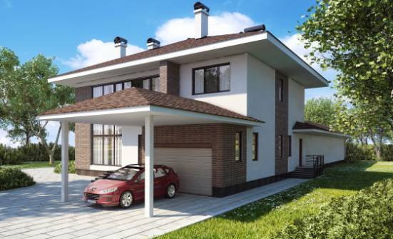 340-001-П Проект двухэтажного дома, гараж, красивый дом из кирпича Муром | Проекты домов от House Expert