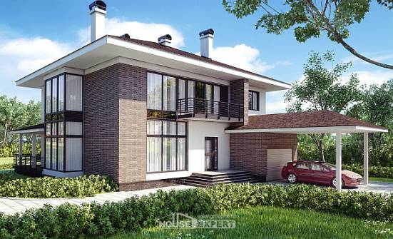 340-001-П Проект двухэтажного дома, гараж, красивый дом из кирпича Муром | Проекты домов от House Expert