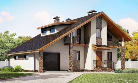 180-008-Л Проект двухэтажного дома мансардой, гараж, простой домик из теплоблока Муром | Проекты домов от House Expert