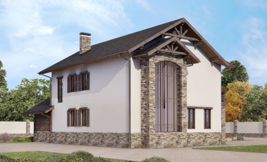 200-005-П Проект двухэтажного дома, гараж, простой домик из твинблока Киржач | Проекты домов от House Expert